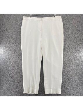 Kasper Pants Womens 18 Plus White Tapered Textured Pockets Office Career Work